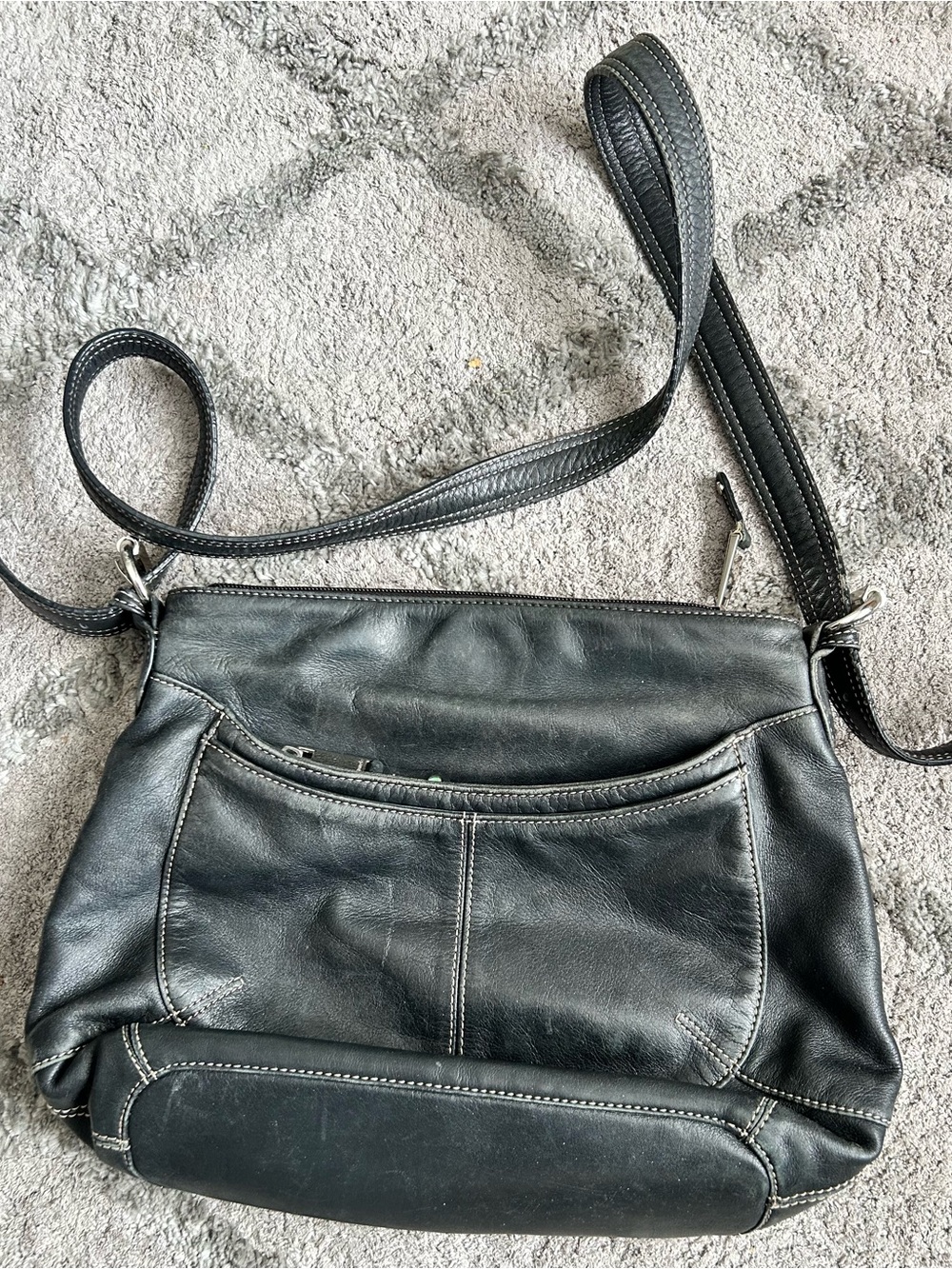 Tignanello Black Leather Crossbody Bag